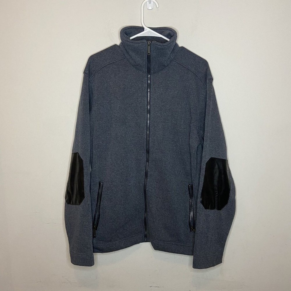 Regatta Full Zip Sweatshirt Men Size L Dusty Blue Long Sleeve Collar Elbow Patch